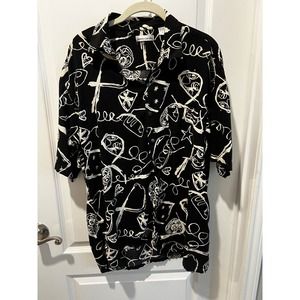 Vintage 90s Pierre Cardin Button Up Shirt L Black